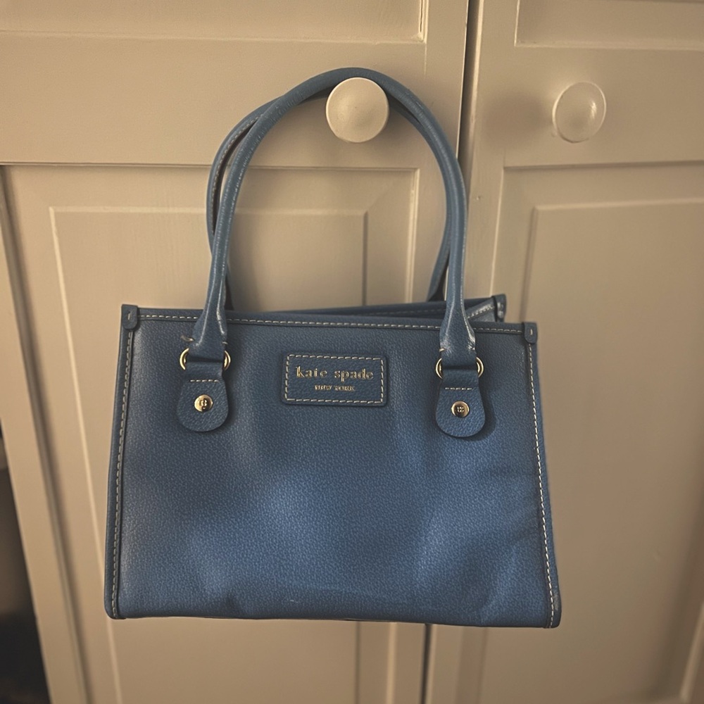 Kate Spade Blue Caviar Leather Small Satchel Purse Bag